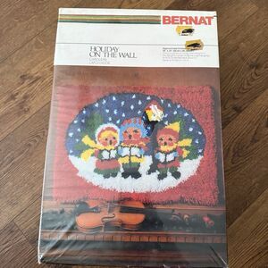 Vintage  70's Carolers Latch Hook Rug Kit By Bernat Never Opened